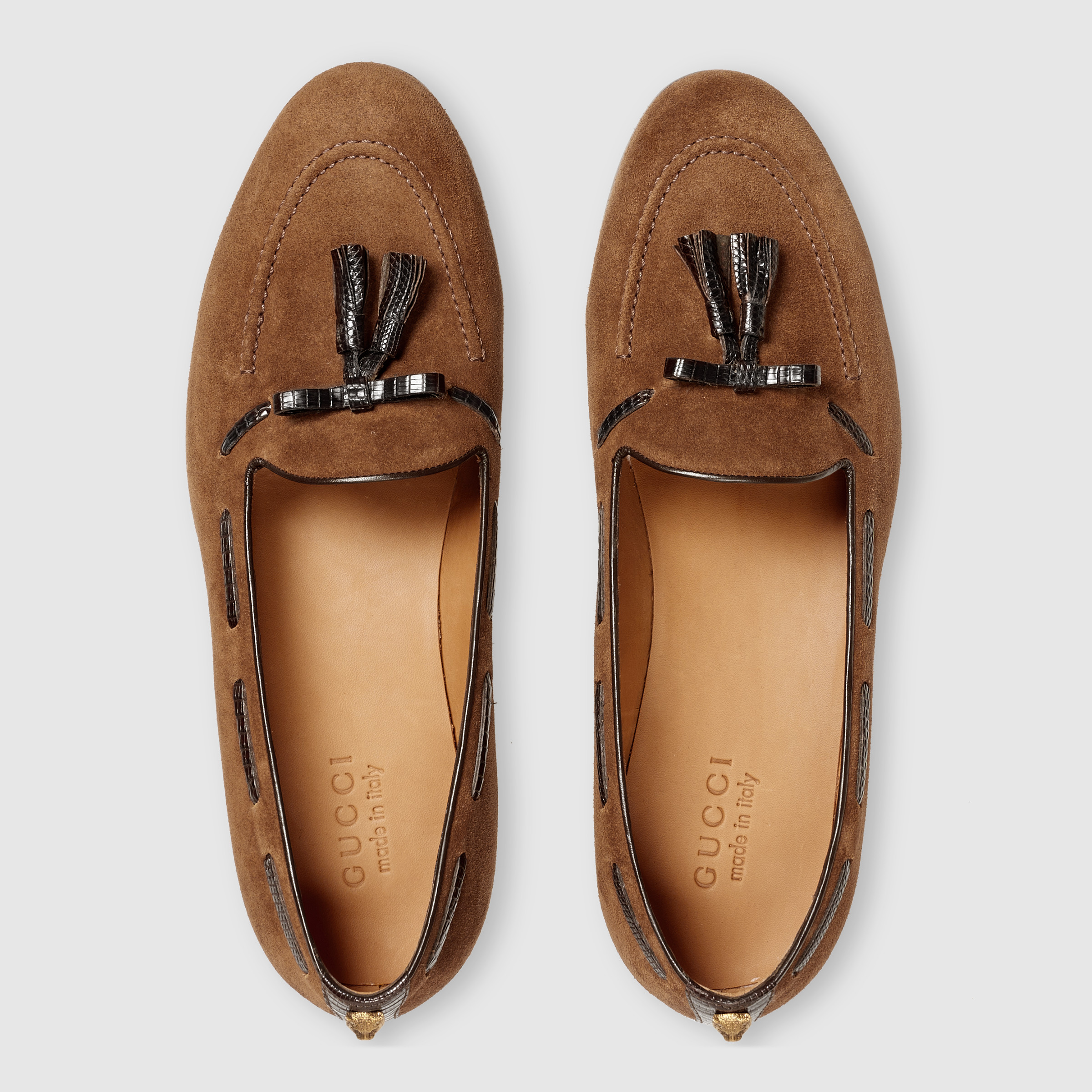 麂皮和蜥蜴皮流苏乐福鞋