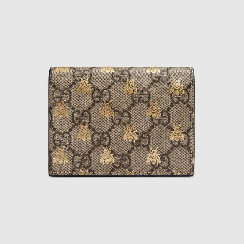GUCCI GG SUPREME BEES CARD CASE WALLET,5087579F26G8319