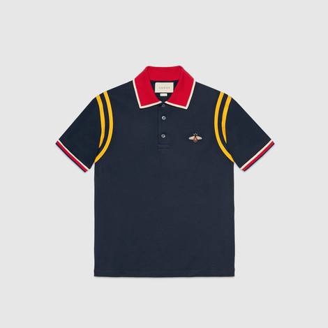 蜜蜂图案纯棉polo衫