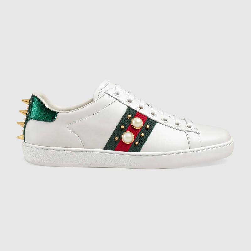 Gucci Ace Faux Pearl-embellished 