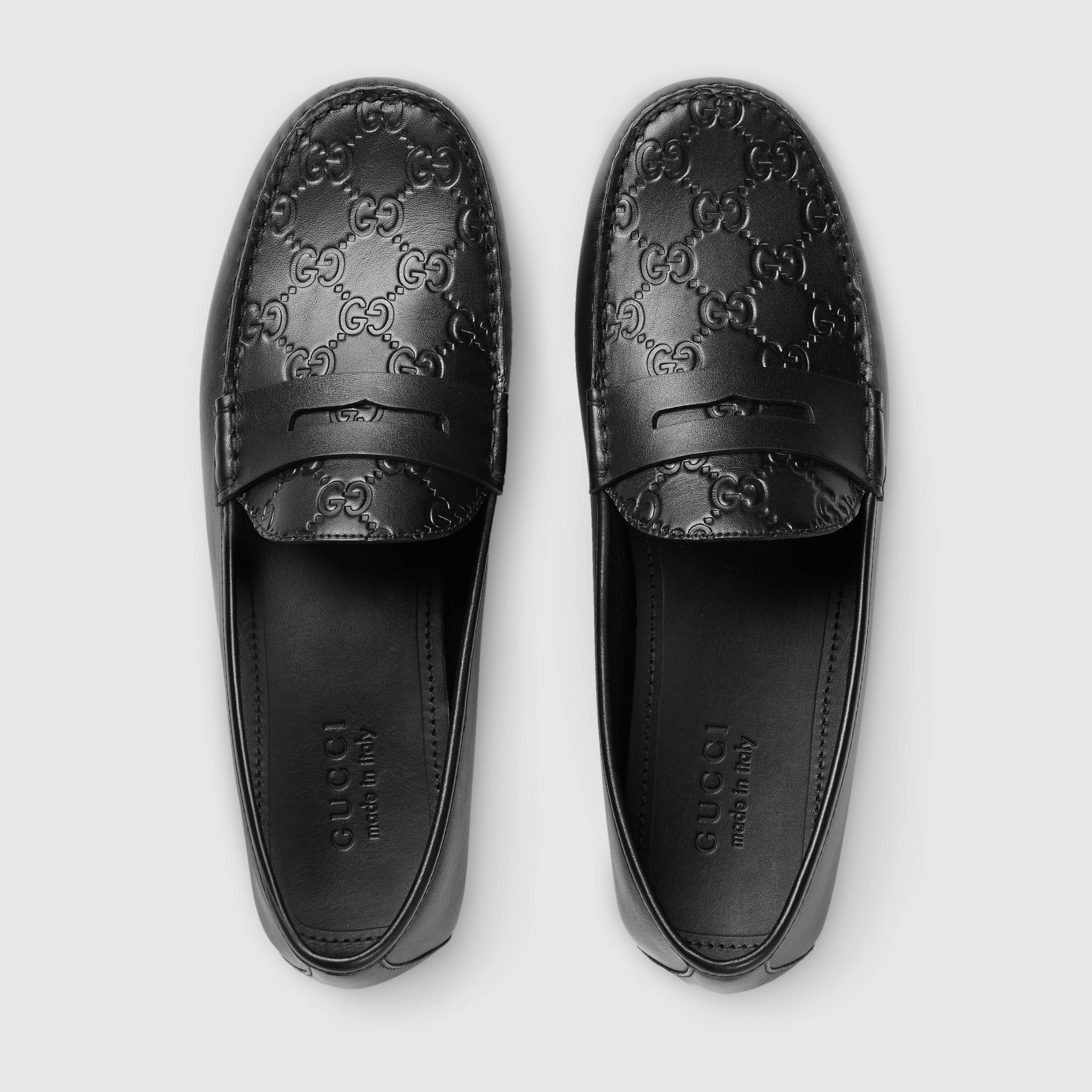 gucci signature皮革驾车鞋