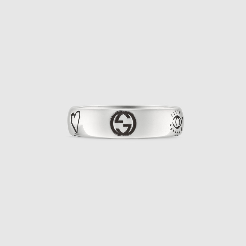 Shop Gucci Blind For Love' Ring In Silver In Sterling Silver
