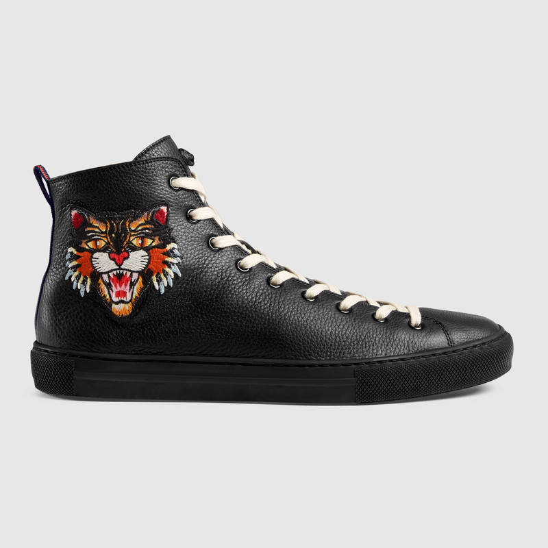 GUCCI LEATHER HIGH-TOP WITH APPLIQUÉS