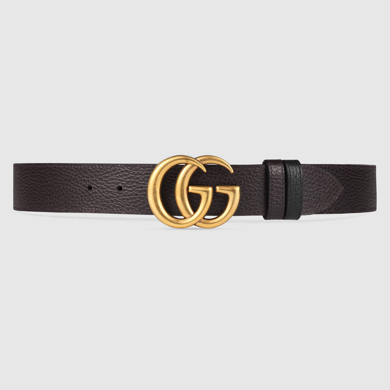 GUCCI REVERSIBLE LEATHER BELT WITH DOUBLE G BUCKLE,474350CAO2T1062