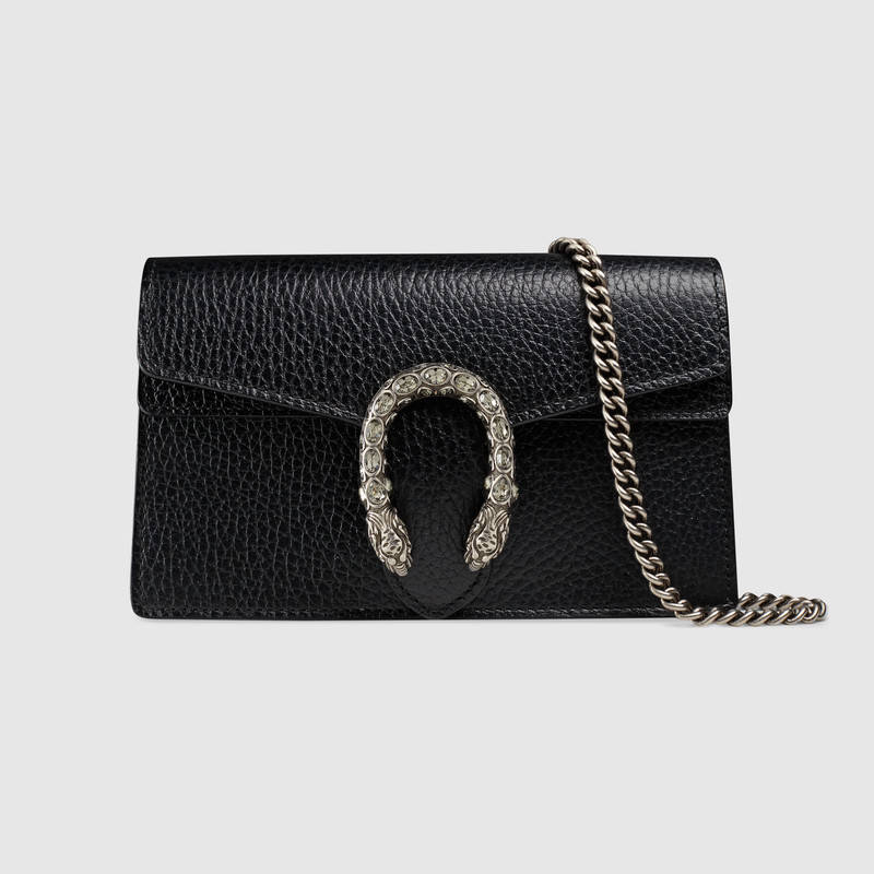 Gucci Dionysus Leather Super Mini Bag In Black