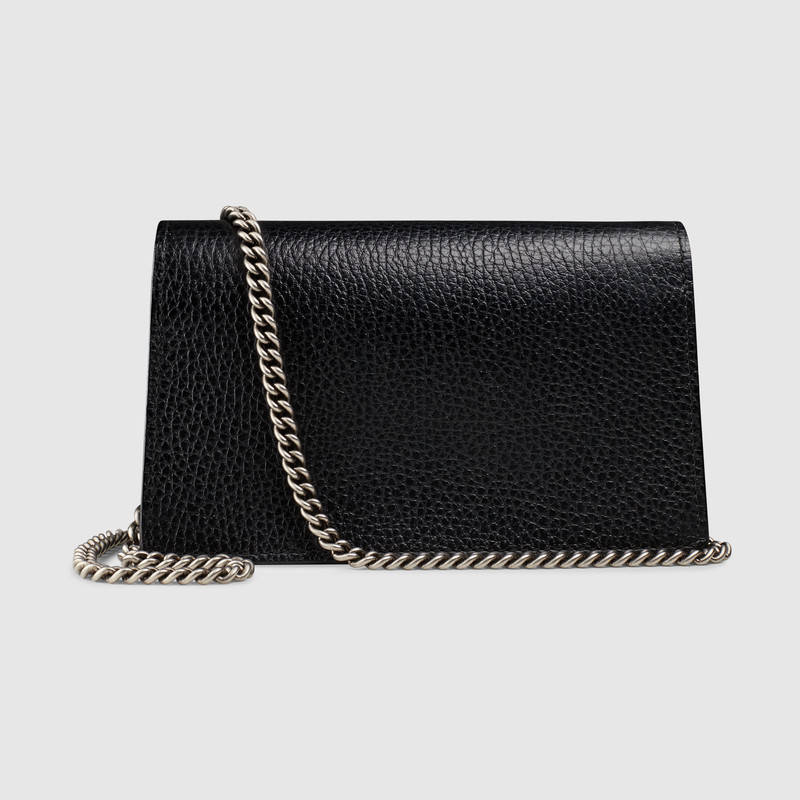 Shop Gucci Dionysus Leather Super Mini Bag In Black