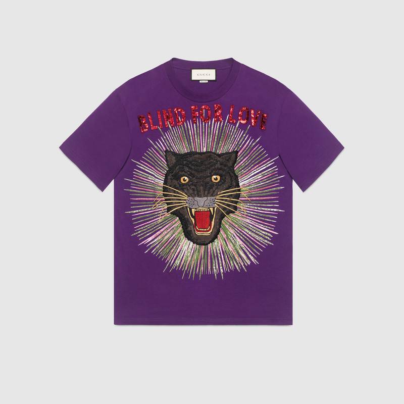 GUCCI PANTHER WITH RAYS COTTON T-SHIRT
