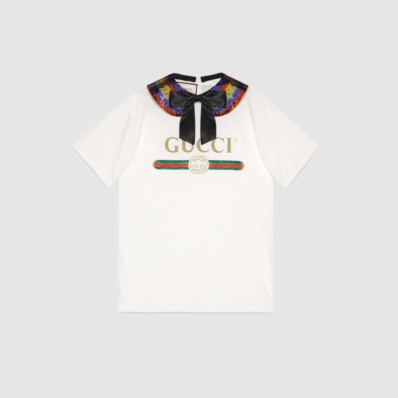 GUCCI OVERSIZE COLLARED T-SHIRT WITH GUCCI LOGO
