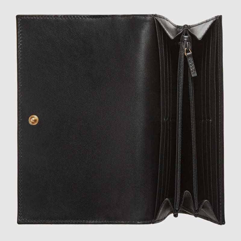 GUCCI SMALL FULL FLAP WALLET-ON-A-CHAIN WITH INSECTS, BLACK | ModeSens
