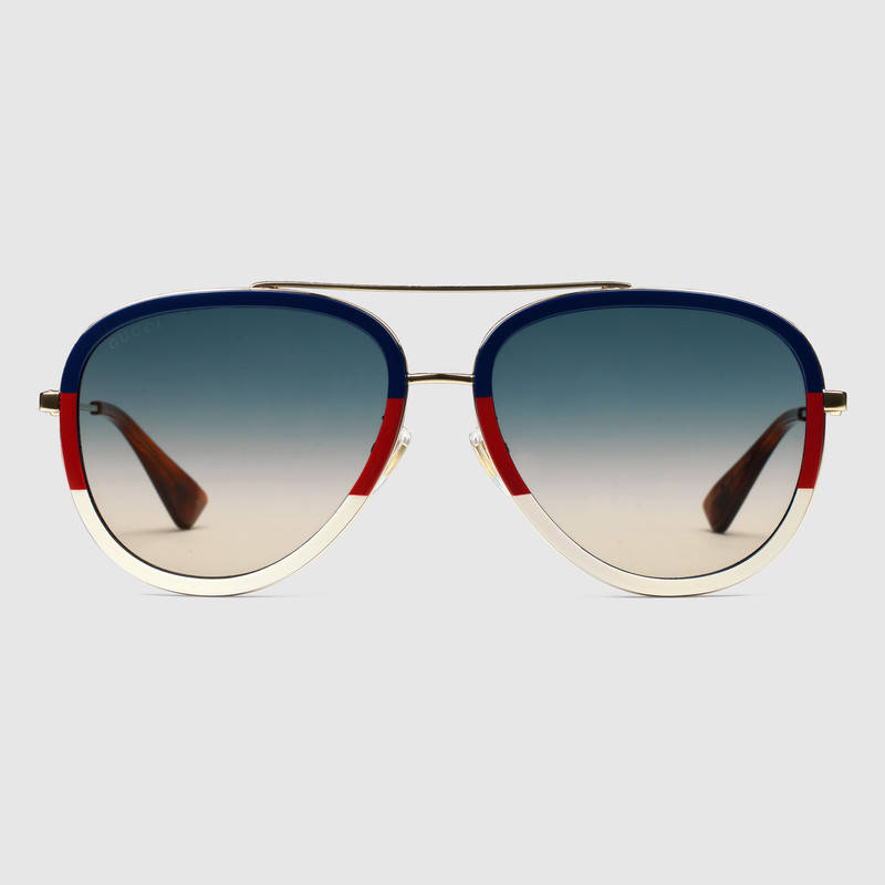 Gucci Aviator Metal Sunglasses In Blue