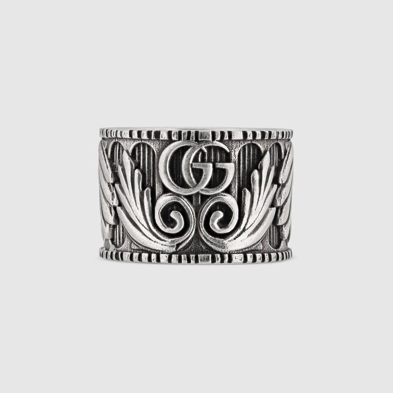 GUCCI RING WITH DOUBLE G AND LEAF MOTIF,551895J84000811