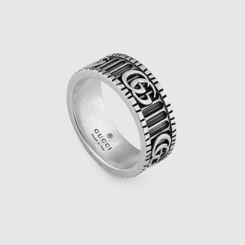Shop Gucci Ring With Double G In Silver In Sterling Silver