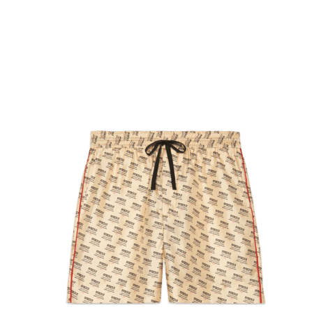 gucci印章印花真丝短裤