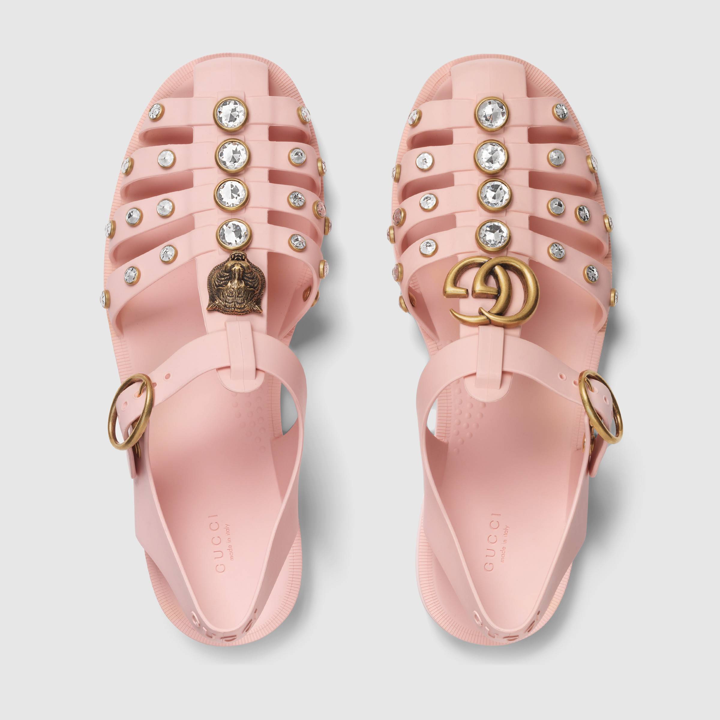 水晶橡胶凉鞋_粉色橡胶 | gucci中国官网