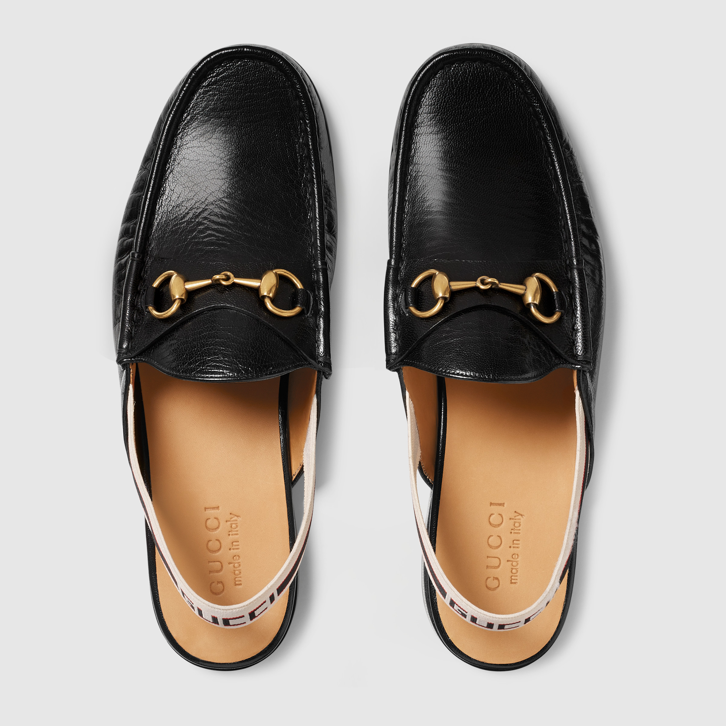 马衔扣gucci条纹后系带便鞋