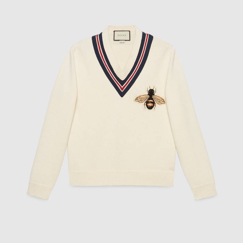 GUCCI WOOL SWEATER WITH BEE APPLIQUÉ,452796X5H389169
