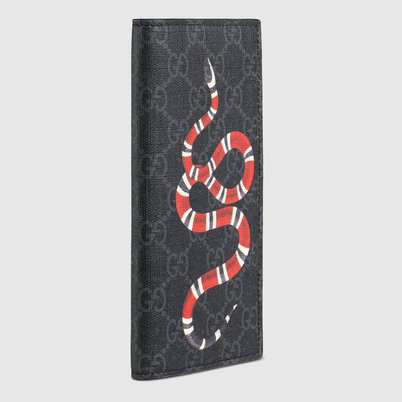 gucci 珊瑚蛇印花高级人造帆布长款钱包