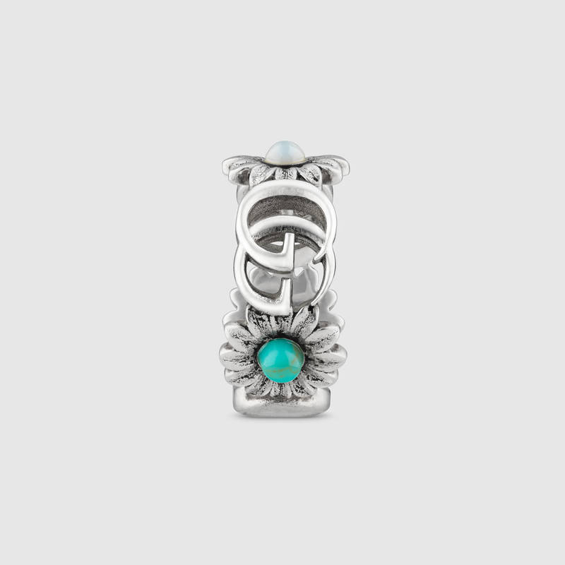 Shop Gucci Double G Mother Of Pearl Ring In Sterling Silver