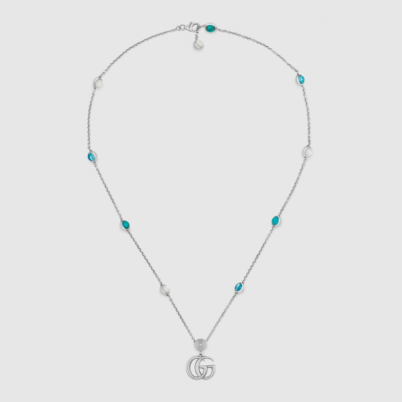 Shop Gucci Double G Mother Of Pearl Necklace In Undefined