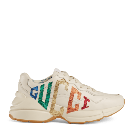 rhyton系列饰闪亮gucci标识皮革运动鞋