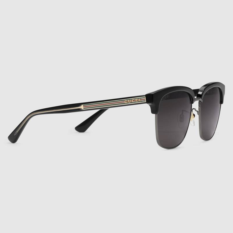 Shop Gucci Rectangular-frame Metal Sunglasses In Black