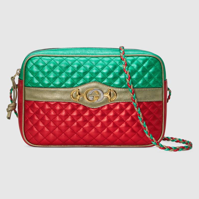 Gucci Laminated Leather Small Shoulder Bag In Rose