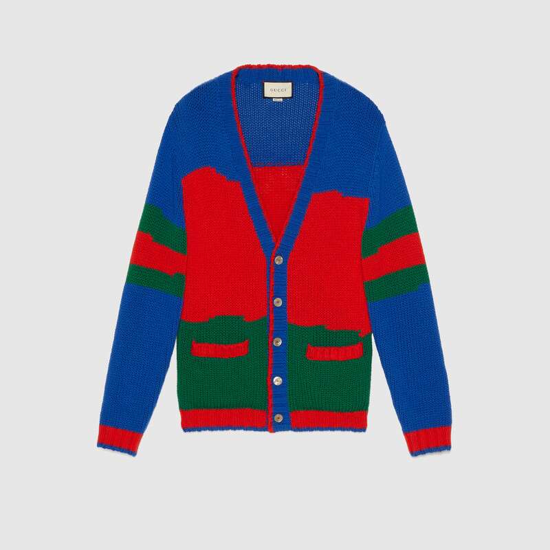 GUCCI OVERSIZE STRIPED WOOL CARDIGAN