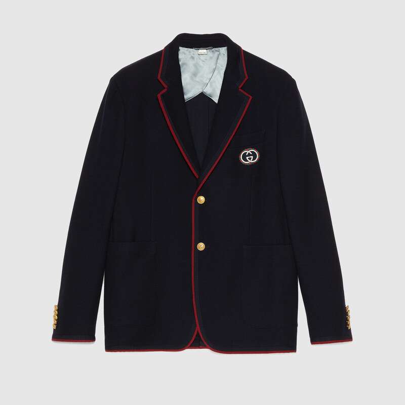 GUCCI GUCCI WOOL COTTON JACKET WITH PATCH