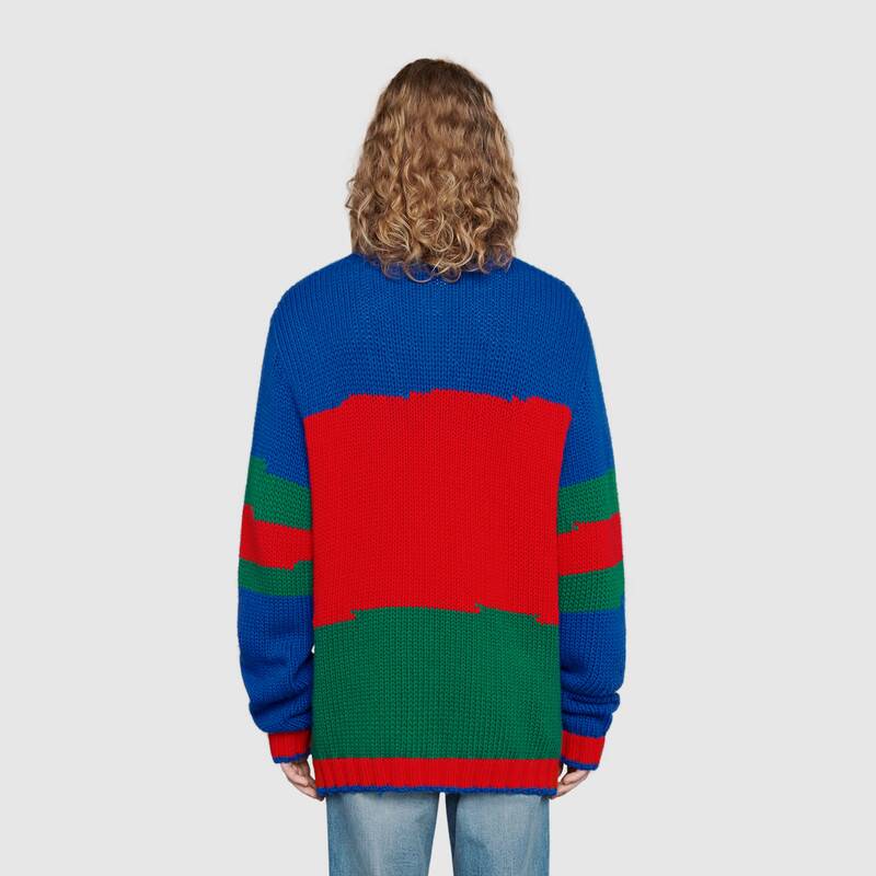 GUCCI OVERSIZE STRIPED WOOL CARDIGAN