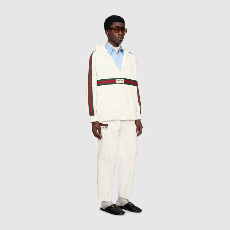 White Cotton Canvas Pant With Gucci Label