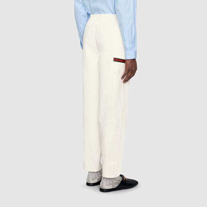 Coated cotton pant with Gucci label