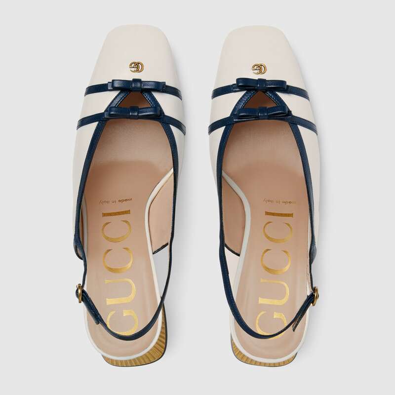GUCCI LEATHER MID-HEEL SLINGBACK PUMP