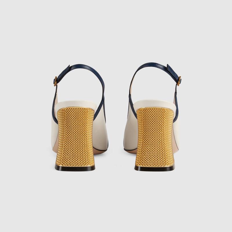 GUCCI LEATHER MID-HEEL SLINGBACK PUMP