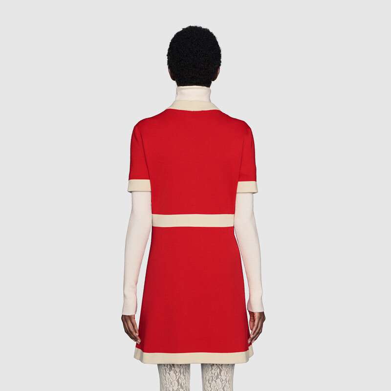 Gucci Wool Dress With Interlocking G In Red | ModeSens