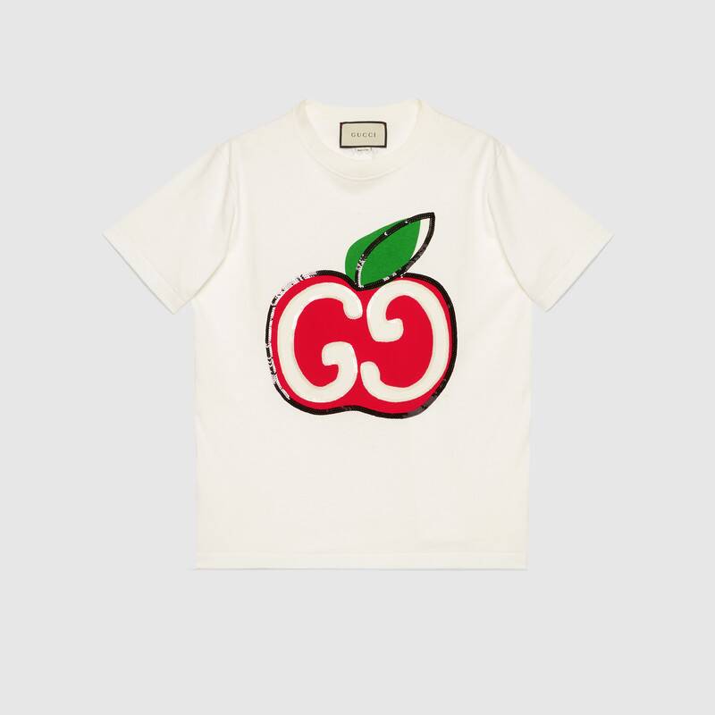 GUCCI T-SHIRT WITH GG APPLE PRINT