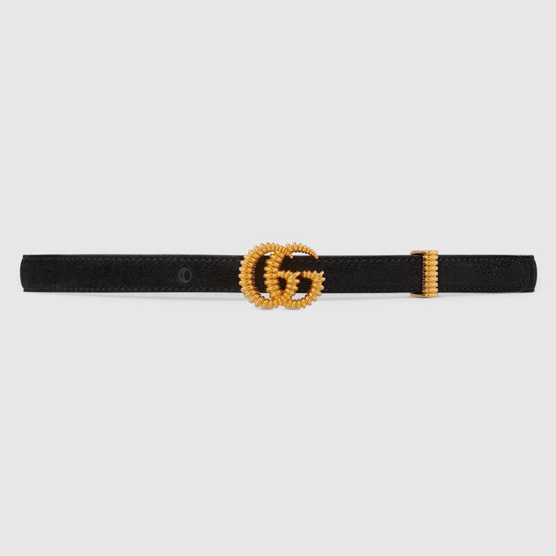 GUCCI SUEDE BELT WITH TORCHON DOUBLE G BUCKLE