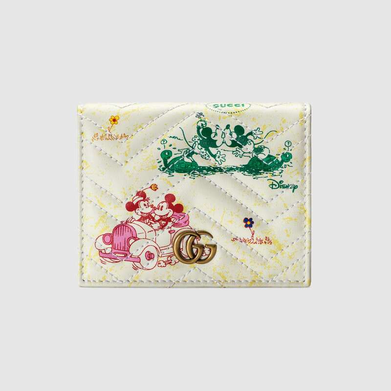 Gucci Online Exclusive Disney X  Gg Marmont Card Case Wallet In White
