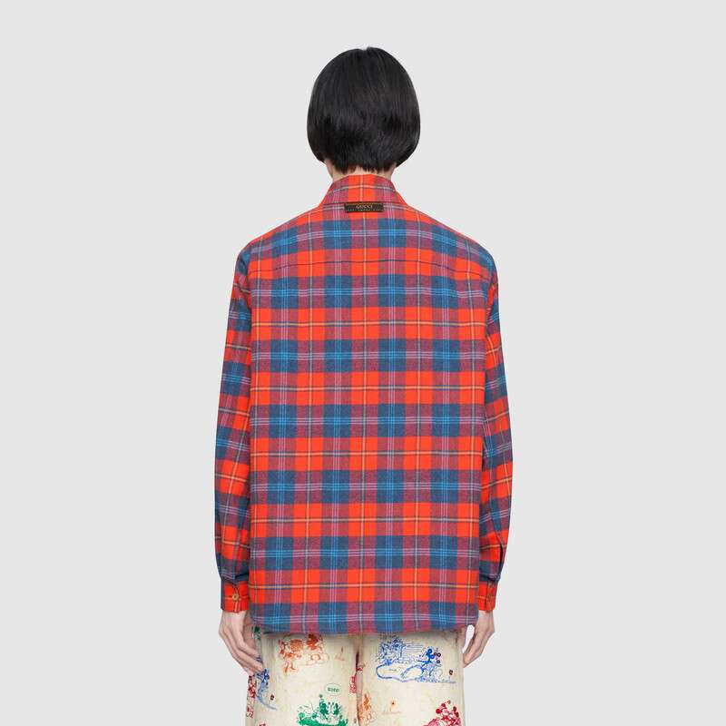 GUCCI DISNEY X GUCCI CHECK COTTON ZIP-UP SHIRT
