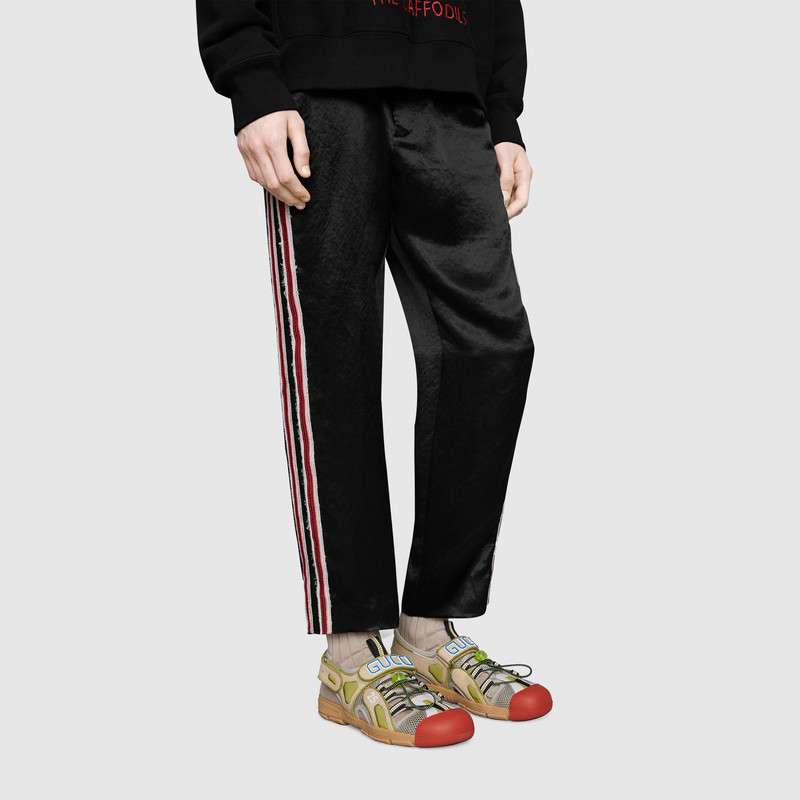 Gucci Tinsel Logo-Detailed Rubber, Leather And Mesh Sandals In Neutrals