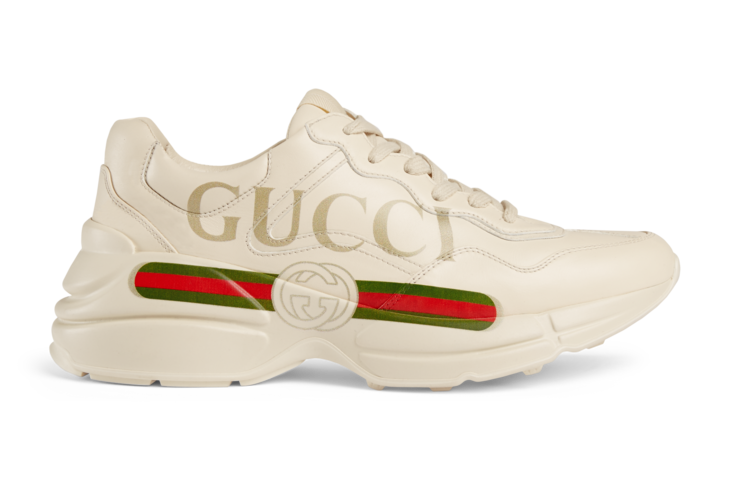 women's rhyton leather sneaker with gucci logo