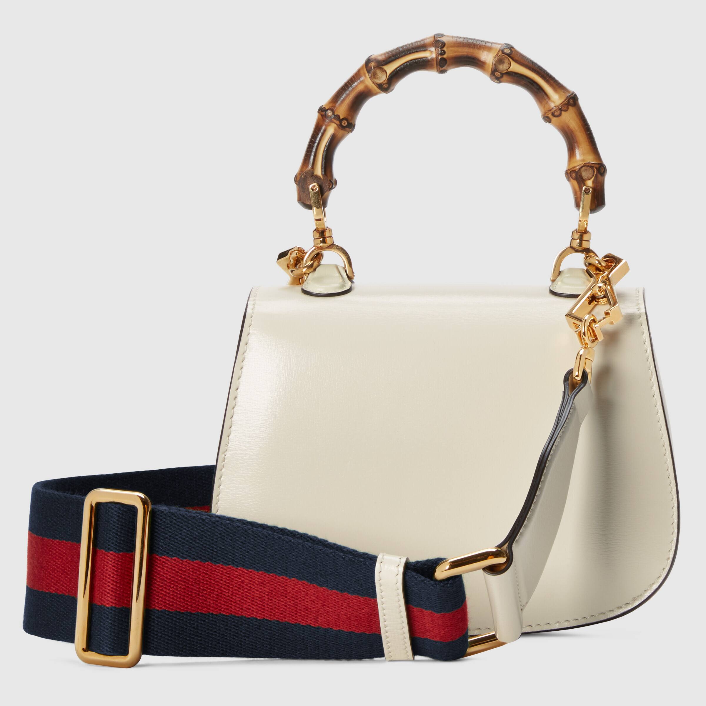 白色皮革Gucci Bamboo 1947系列迷你手提包-古驰GUCCI中国官方网站
