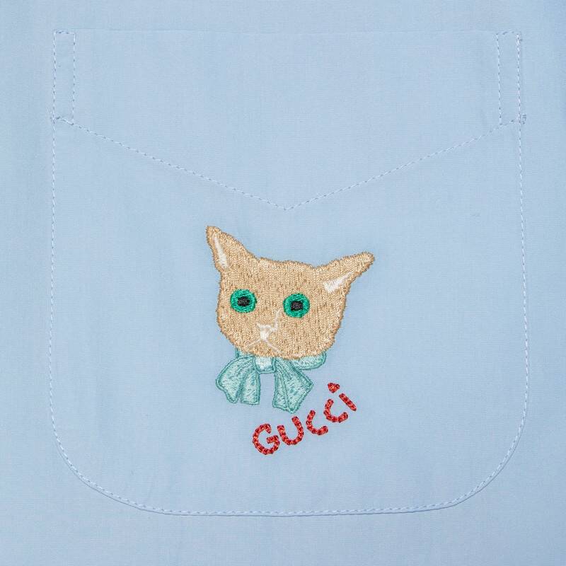 Gucci猫咪棉府绸衬衫展示图