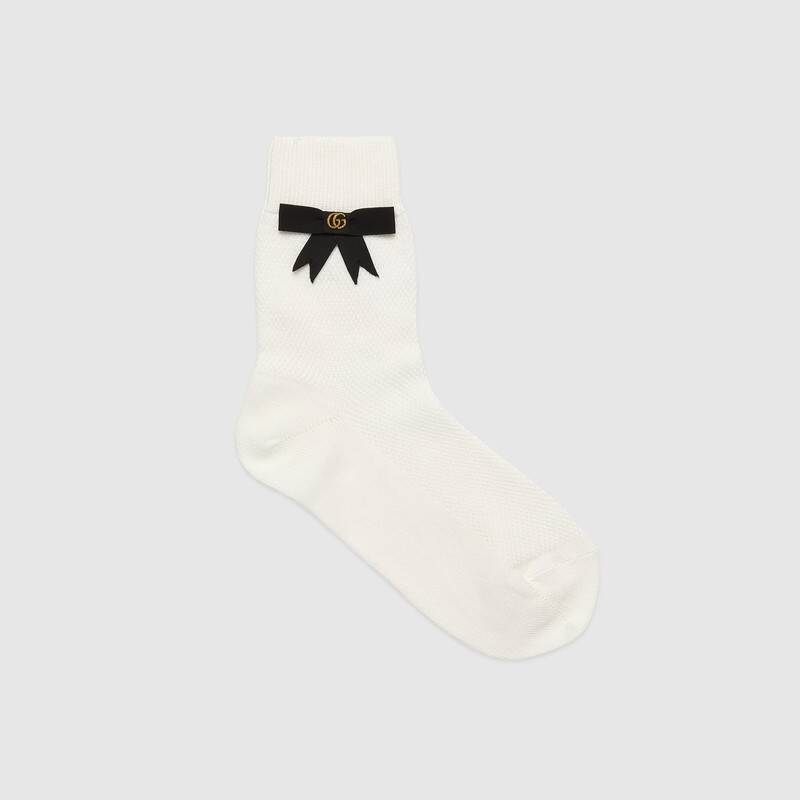 GUCCI GUCCI COTTON BLEND SOCKS WITH GG BOW