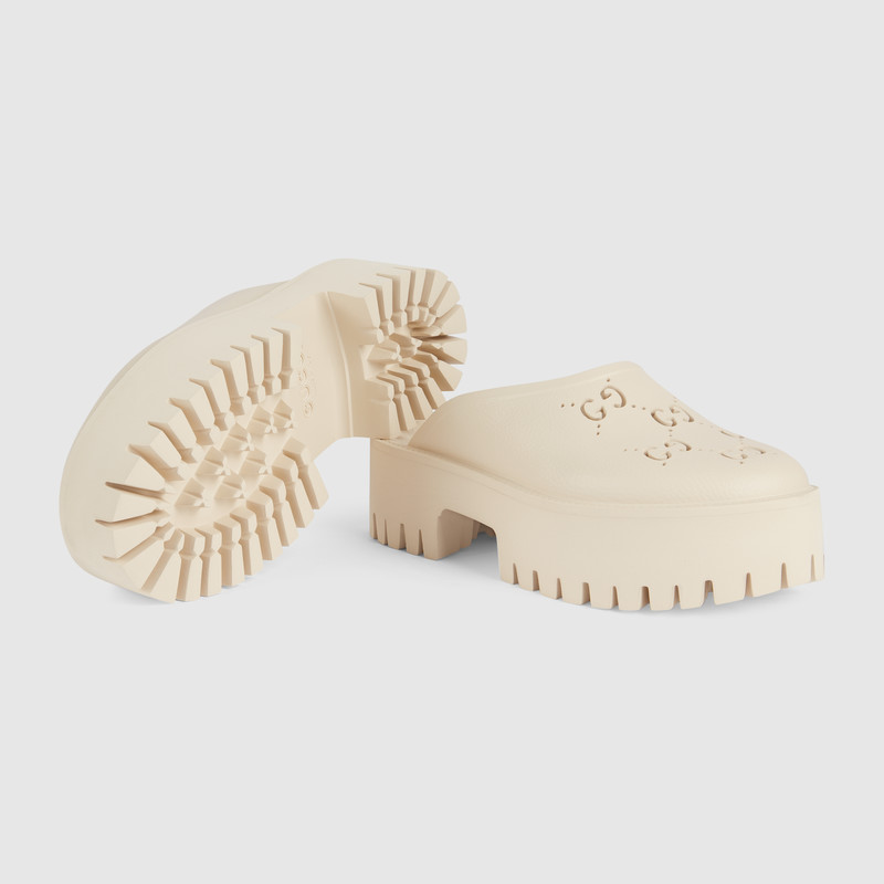 Shop Gucci Women's Platform Perforated G Sandal In White