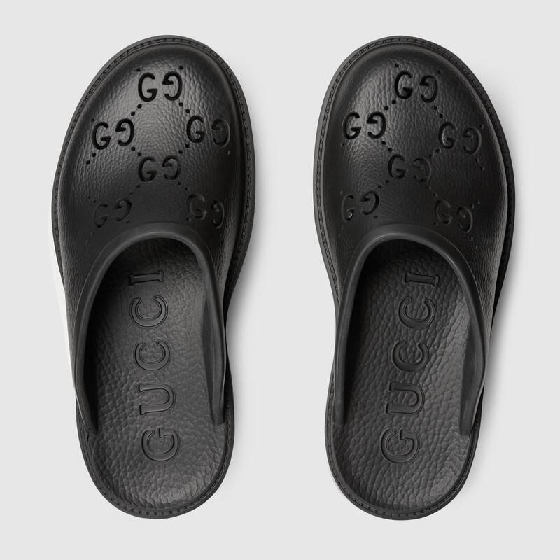 Shop Gucci Women's Platform Perforated G Sandal In Black