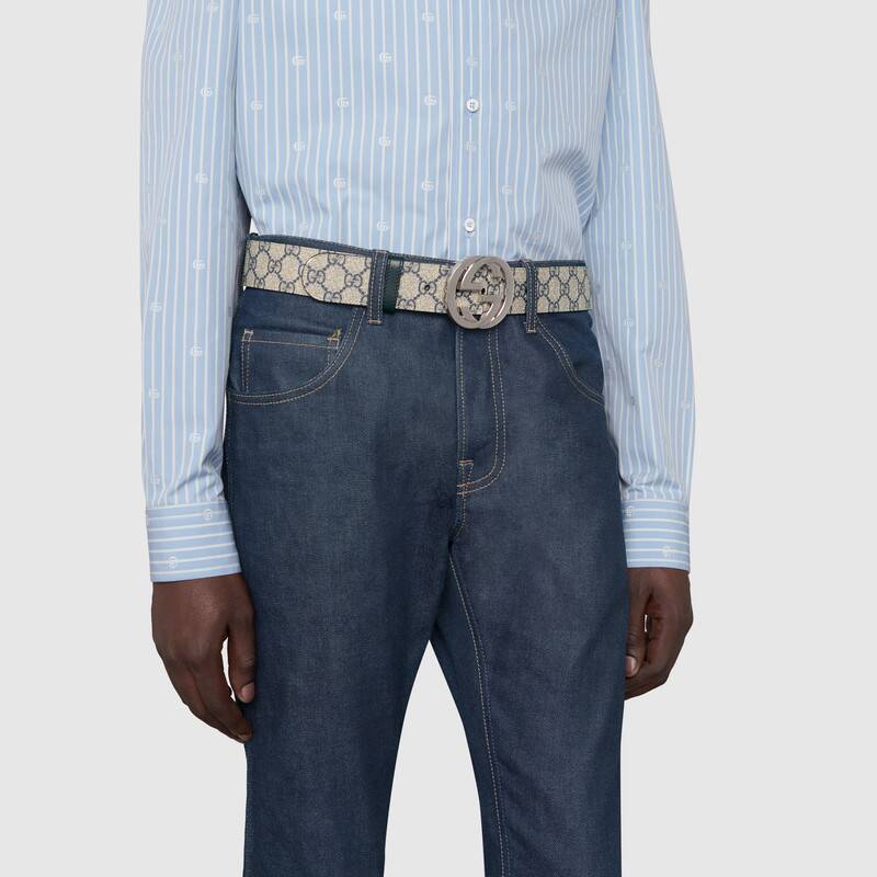 互扣式双g带扣gg supreme帆布腰带