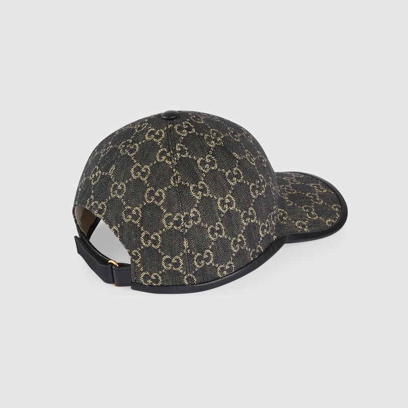 黑色和象牙白色gg丹宁棒球帽-古驰gucci中国官方网站
