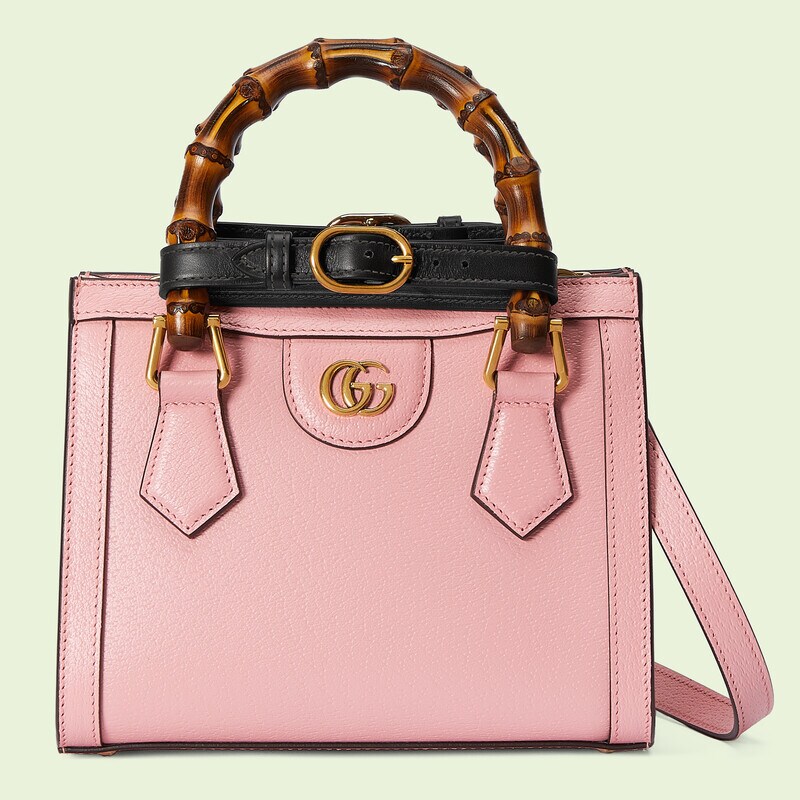 粉色皮革Gucci Diana竹节迷你托特包-古驰GUCCI中国官方网站