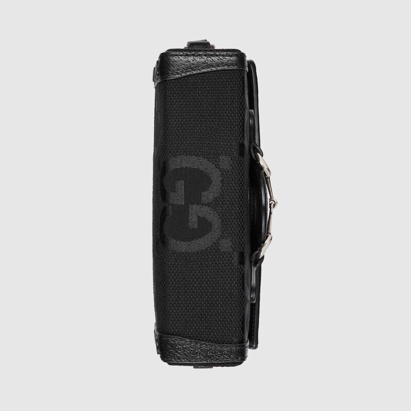 黑色帆布Gucci Horsebit 1955系列超级双G迷你手袋古驰GUCCI中国官方网站